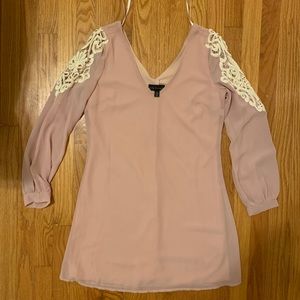 S/M blush pink lace arm detail long sleeve dress